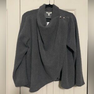 Maurices Charcoal Draped Sweater with Button Detail